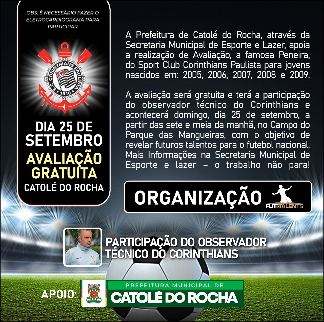 URGENTE!Confiram agora as informações das peneiras do Corinthians! - Futebol  Peneira